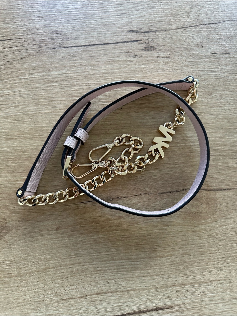 Michael Kors Blush Leather and Gold Chain Strap